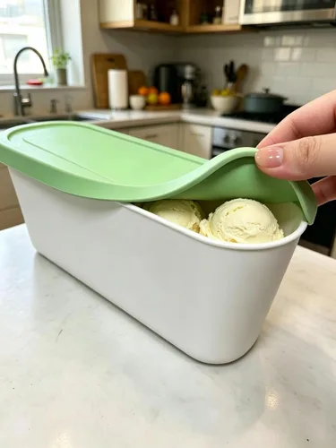 Vista 8 de Recipientes reutilizables para helados caseros (2.2 cuartos de galón) Juego naranja+verde