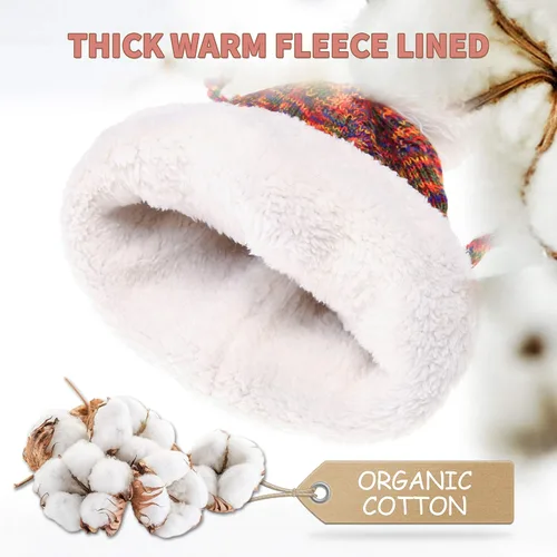 Vista 3 de Gorro invernal Dosoni para mujer de punto con orejeras suave cálido y acogedor diseño de copos de nieve