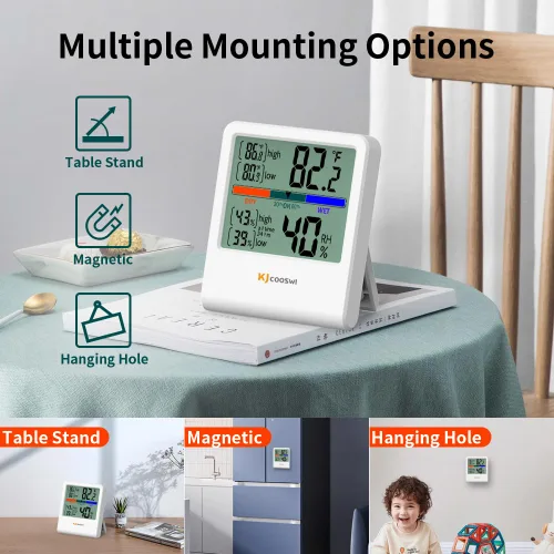 Vista 4 de Termómetro digital higrómetro, termómetro de pared interior de humedad con alta precisión, adecuado para invernadero, hogar y oficina, batería AAA