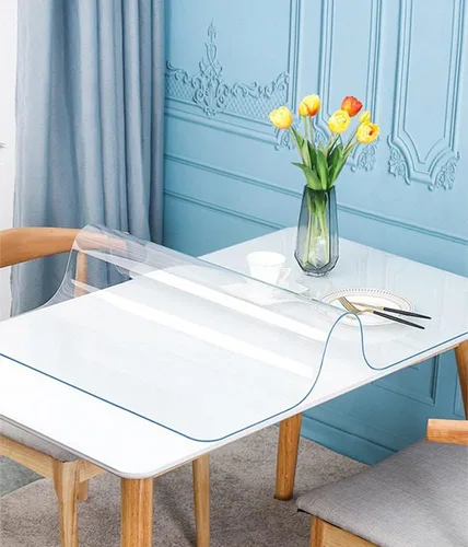 Vista 2 de Protector de mesa transparente de 381 x 381 mm y 1,5 mm de grosor, protector de mesa de vinilo, alfombrilla de escritorio de plástico para mesa