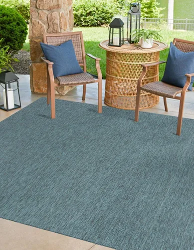 Vista 15 de Unique Loom Collection - Alfombra casual de transición sólida jaspeada para interiores y exteriores