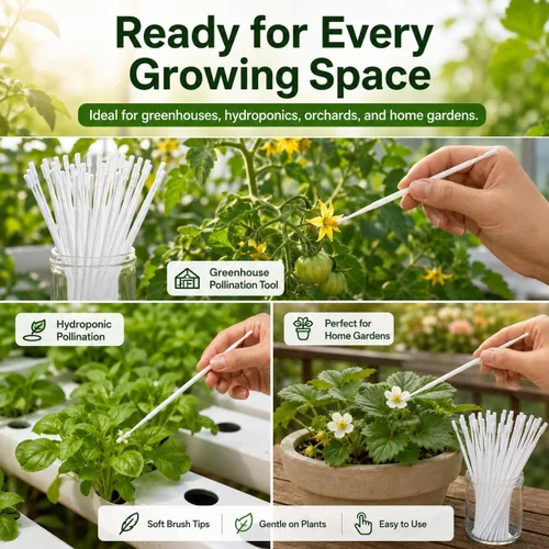 Vista 9 de Toddmomy Paquete de 20 herramientas polinizadoras de árboles frutales, cepillo manual de polinización manual para tomates y pimientos, varita suave