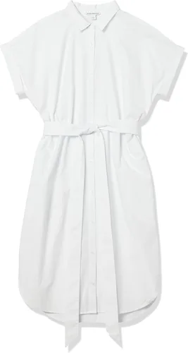 Vista 6 de Tienda Essentials Vestido camisero de manga corta con botones frontales y cinturón para mujer