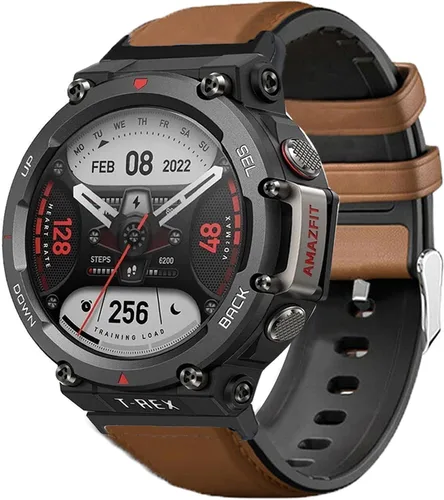Vista 8 de Lamshaw Compatible con Amazfit T-Rex 2 Band, correa de cuero de silicona transpirable de repuesto para reloj inteligente compatible con Amazfit