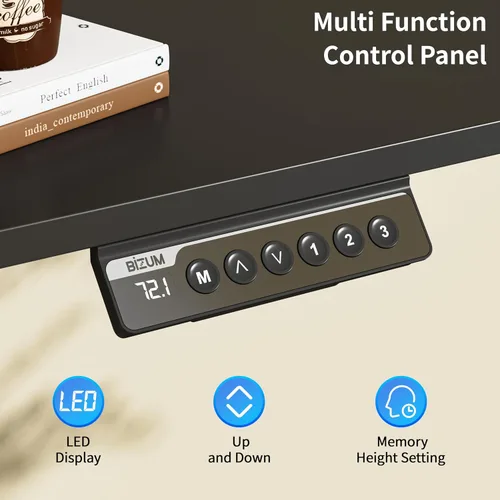 Vista 5 de BIZUM - Escritorio de pie eléctrico de 40x24 pulgadas con ajuste de altura y configuraciones de memoria, escritorio ergonómico para sentarse o estar