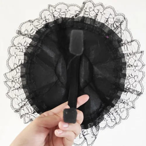 Vista 7 de 2 piezas de sombrero de bruja de Halloween diadema púrpura negro calcetines calcetines de plumas lentejuelas encaje diadema mujeres bruja bandas