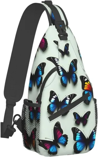 Vista 2 de Mariposa y violonchelo bolso bandolera bandolera bolsa de pecho ligero Sling Daypackstravel senderismo ciclismo para hombres mujeres