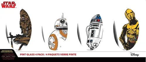 Vista 3 de Star Wars Juego de vasos de pinta clásica, capacidad de 16 onzas, juego de 4 vasos, forma clásica