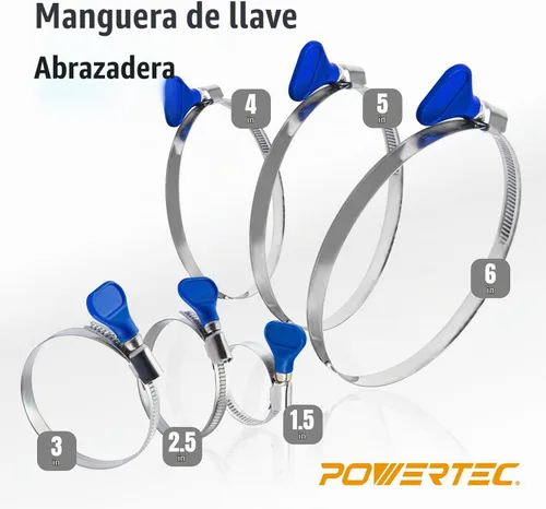 Vista 8 de POWERTEC 70247 Abrazaderas de manguera con llave de 1-1/2 pulgadas, abrazaderas ajustables de tornillo de pulgar de acero inoxidable para colección