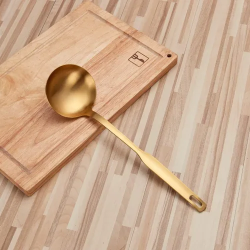 Vista 2 de Juego de utensilios de cocina de acero inoxidable de 5 piezas, juego de herramientas de cocina, dorado