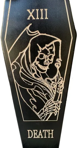 Vista 8 de Coffin Death Tarot Monopatín negro Longboard 42x12 Coffin Croozer