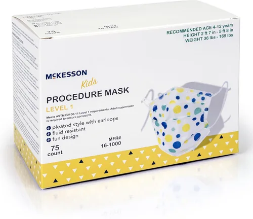 Vista 8 de McKesson Pediatric Procedure Mask Child Size Pleated 16-1000