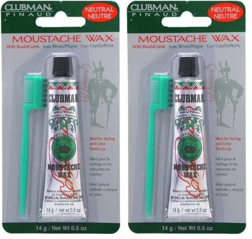 Vista 14 de Clubman Cera para bigote para hombre, color negro, cera de bigote de sujeción fuerte para peinar, incluye cepillo, 0.5 onzas