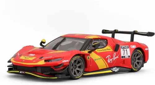 Vista 4 de 1:43 Modelo de coche Ferrari 296 GT3-2022, rojo # 71 aleación coche modelo fundido