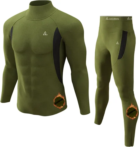 Vista 114 de Conjunto de ropa interior térmica para hombre, ropa interior larga 1#verde militar