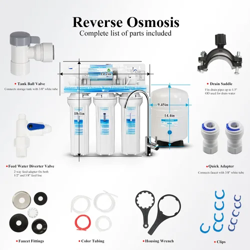 Vista 8 de Geekpure Sistema de filtro de agua potable RO de ósmosis inversa de 6