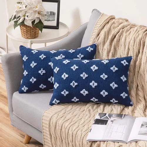 Vista 9 de MIULEE Juego de 2 fundas de almohada decorativas de jacquard rómbico, funda de cojín cuadrada suave para sofá, cama, dormitorio, sala de estar, 16 x