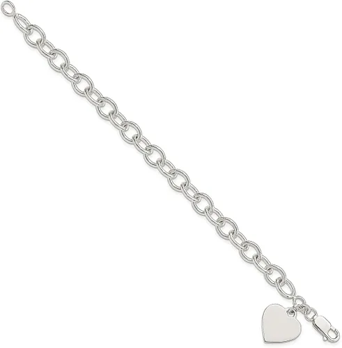 Vista 2 de ICE CARATS 925 Sterling Silver Engraveable Heart Link Bracelet Fancy Charm Love Fine Jewelry For Women Gifts For Her