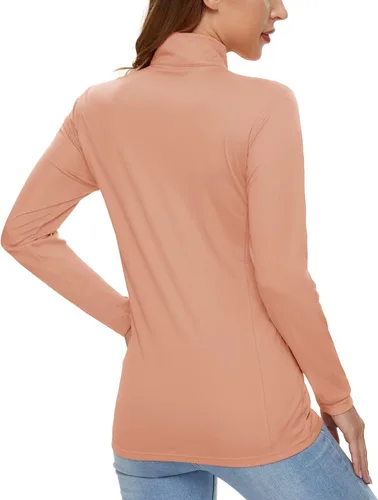 Vista 3 de CRYSULLY Camisas de manga larga para mujer, protección solar, cremallera de 14, de verano, de secado rápido