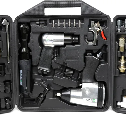 Vista 4 de DYNAMIC POWER Kit de herramientas neumáticas de 50 piezas. Llave de impacto de 1-1/2 pulgadas, llave de trinquete de 1-3/8 pulgadas, martillo de 5