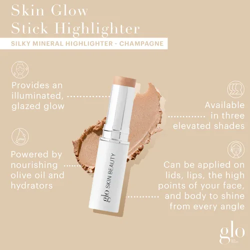 Vista 3 de Glo Skin Beauty Skin Glow Stick Resaltador (champán) - Alimentado por hidratadores, pigmentos minerales y mica para un brillo iluminado, resaltador