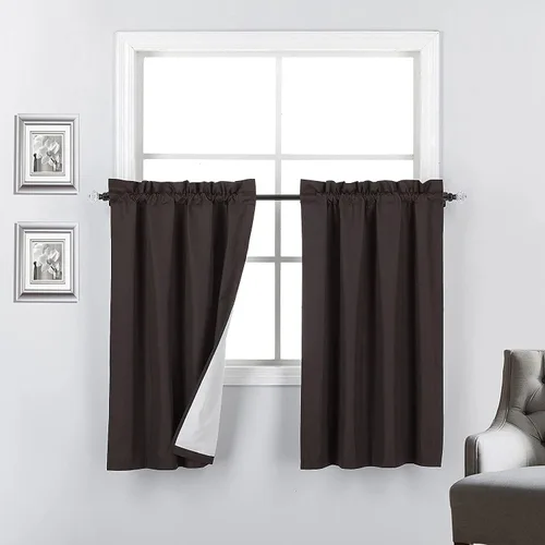Vista 17 de 2 paneles de cortinas opacas con aislamiento térmico y forro blanco en la parte trasera para ventana de bloqueo de luz para cualquier ventana