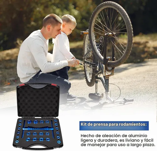 Vista 7 de Kit de prensa de rodamientos para cubo y pivote de bicicleta, herramienta universal de 25 piezas