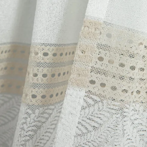 Vista 7 de VOGOL Cortinas transparentes con patrón de hojas bordadas, paneles de ventana blancos con ribete de encaje para sala de estar y dormitorio, cortinas