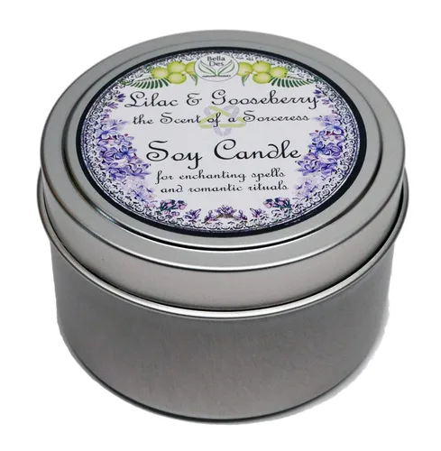 Vista 4 de Juego de baño y cuerpo lila y grosella espinosa Loción, gel de baño, lata de velas, exfoliante y crema de manos y pies Productos