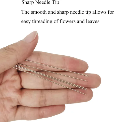 Vista 5 de 10 agujas Lei para fabricación de Leis, aguja de costura de ojos grandes de 4.7 pulgadas para manualidades, aguja larga de Lei para hacer flores