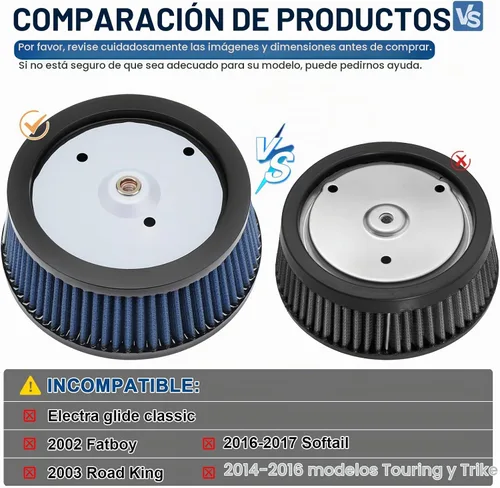 Vista 3 de HD-0800 29442-99e Filtro de aire para Harley Davidson Road King Electra Glide Screamin Eagle Road Glide Dyna Softail Springer Ultra Classic FatBoy
