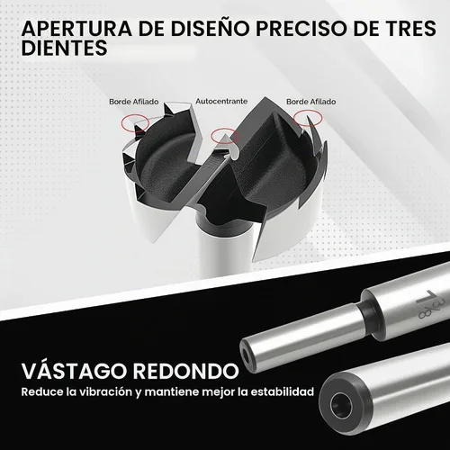 Vista 4 de BeHappy Juego de brocas Forstner con vástago hexagonal, 16 piezas de brocas de madera con vástago multicara para carpintería, abridor de barrena