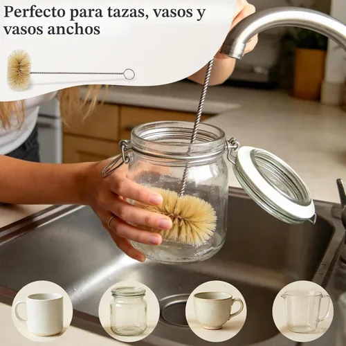 Vista 3 de MASTERTOP Juego de 9 cepillos para botellas, juego de limpieza de botellas de agua largas y cepillo para pajilla, sin BPA, cepillo limpiador
