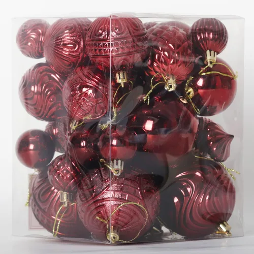 Vista 13 de Senjie Adornos de Navidad inastillables marrones, 32 bolas esféricas para árboles de Navidad