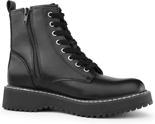 Vista 5 de Hawkwell Botas de combate con cremallera lateral y cordones para mujer