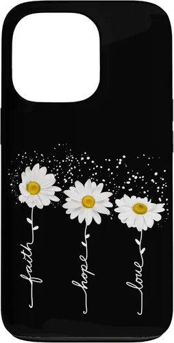 Vista 10 de Funda para iPhone 14 Pro Max Faith Hope Love para regalo, diseño de margaritas blancas