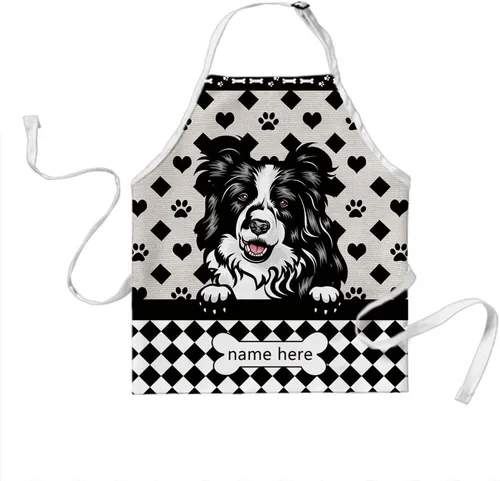Vista 23 de Delantal de aseo de perros de lunares personalizado lindo perro Airedale, rojo (Airedale)
