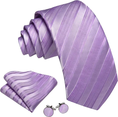 Vista 328 de Barry.Wang Juego de corbatas para hombre, corbata de seda a rayas, tejido a cuadros, gemelos formales, negocios, boda