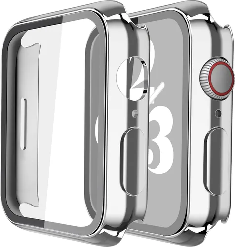 Vista 22 de Misxi Juego de 2 Fundas de Vidrio Templado Compatibles con Apple Watch Series 3 y Series 2 de 1.496 Pulgadas, Protector de Pantalla de Policarbonato