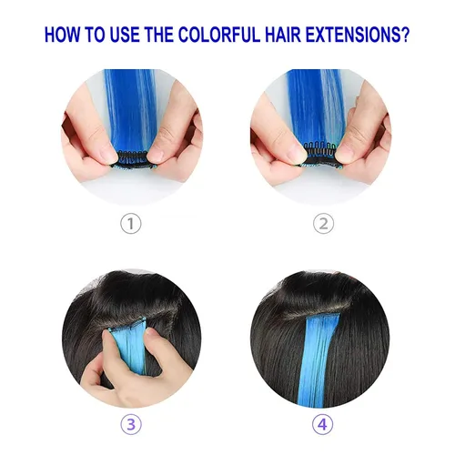 Vista 5 de 12 extensiones de cabello rizado de colores con reflejos para fiesta, multicolores ondulados, extensiones de cabello sintético de arco iris