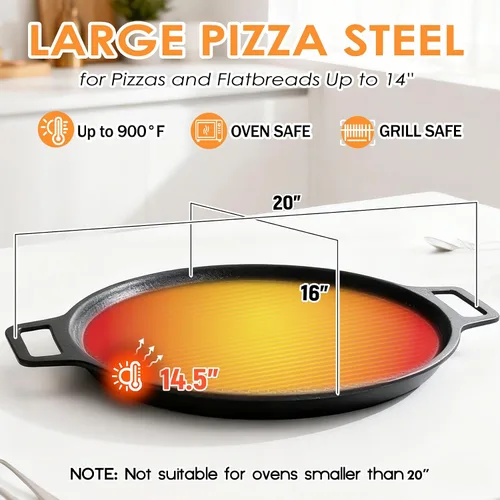 Vista 4 de Acero antiadherente para pizza grabado con láser, sartén para pizza de acero híbrido de 3 capas con núcleo de aluminio, mejor conductividad térmica