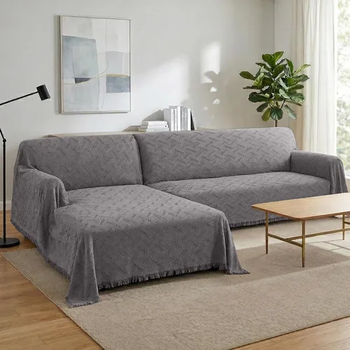 Vista 32 de Turquoize - Funda para sofá de algodón de color gris, protector para sofá, funda para sofás, fundas para sofá seccional lavables para perros