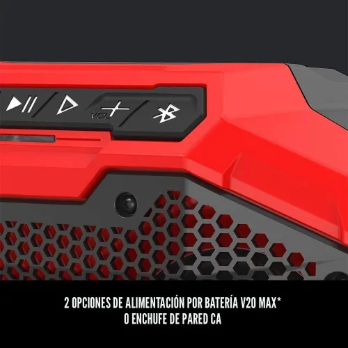 Vista 8 de CRAFTSMAN V20 Altavoz Bluetooth Portátil Inalámbrico, Solo Herramienta (CMCR001B), Rojo