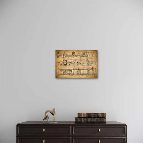 Vista 5 de Meishe Art Póster vintage, diseño mecánico de tren antiguo, dibujo estructural, ilustración que muestra la estructura básica, diagrama esquemático