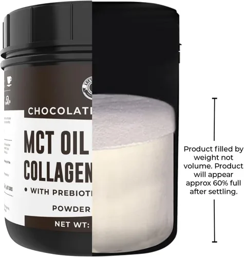 Vista 6 de MCT Aceite en polvo con fibra de acacia y péptidos de colágeno – Proteína de colágeno prebiótico, 0.31 onzas de MCT de cocos, crema de café keto sin