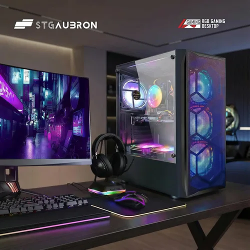 Vista 4 de Escritorio para PC para juegos STGAubron, Core I5, RX 5700 8G, RAM 16G, SSD 512G Gaming Computer Tower for Streaming,Video Editing,Home,School,I5
