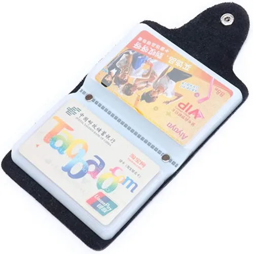 Vista 7 de Cartera para tarjetas de crédito, pequeña, de piel auténtica, 26 ranuras, para tarjetas, organizador para mujeres y hombres, Negro -, Cartera