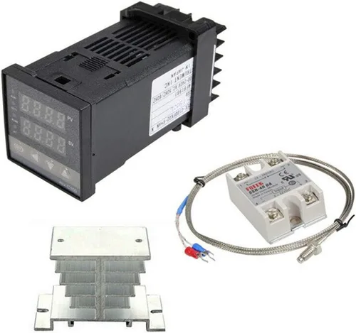 Vista 2 de Controlador de temperatura PID digital REX-C100 REX C100 Termostato + Relé SSR SSR-40DA+ K Termostato de rosca de termopar + disipador de calor