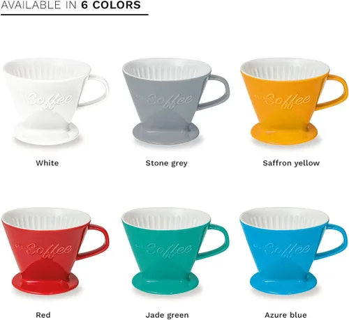 Vista 7 de Creano XXL gotero de café de porcelana azul - cafetera de cono de cerámica - cafetera de café vertida - tamaño del filtro 4 - calidad enorme
