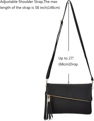 Vista 4 de Jiaruo Bolso cruzado de cuero pequeño con borla para mujer
